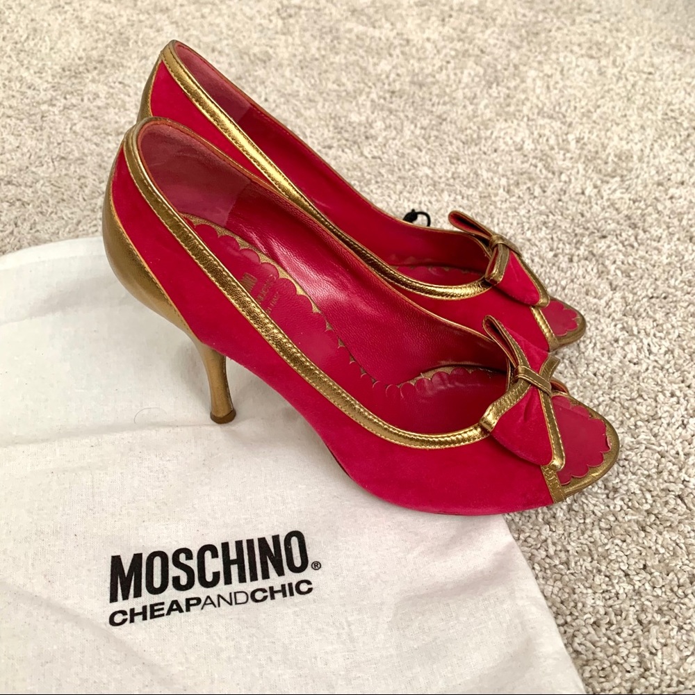 Moschino Cheap And Chic Pink & Gold Bow Heels
